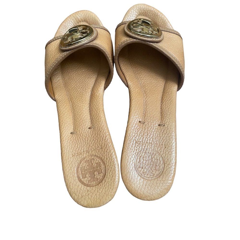 Tory Burch Brown Slide-On Wedge Sandals Sz 8 - Picture 5 of 5